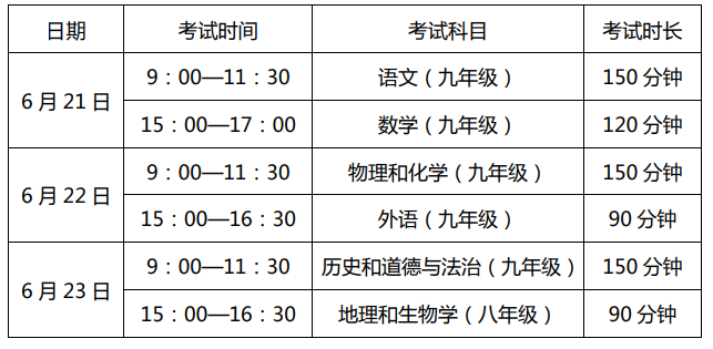 2025年辽宁丹东中考时间6月21日